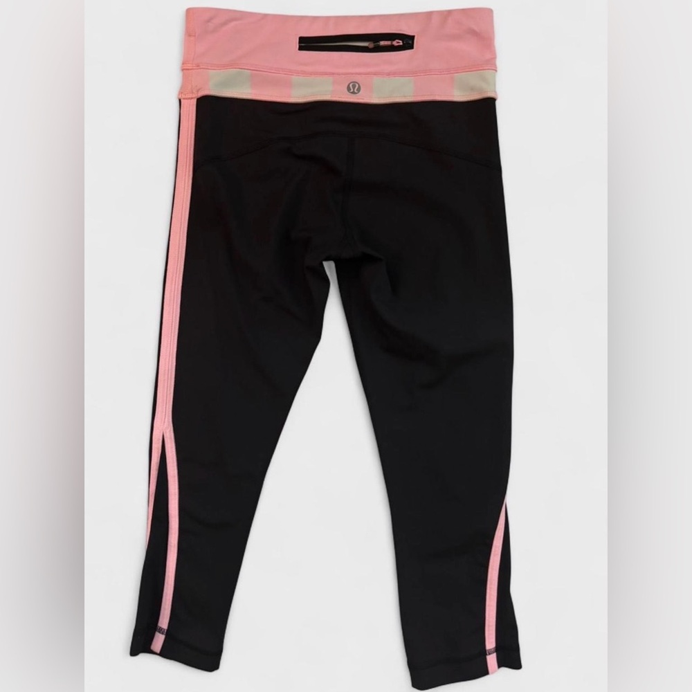 Size 2 Cropped Pink/Black/White Lululemon Leggings